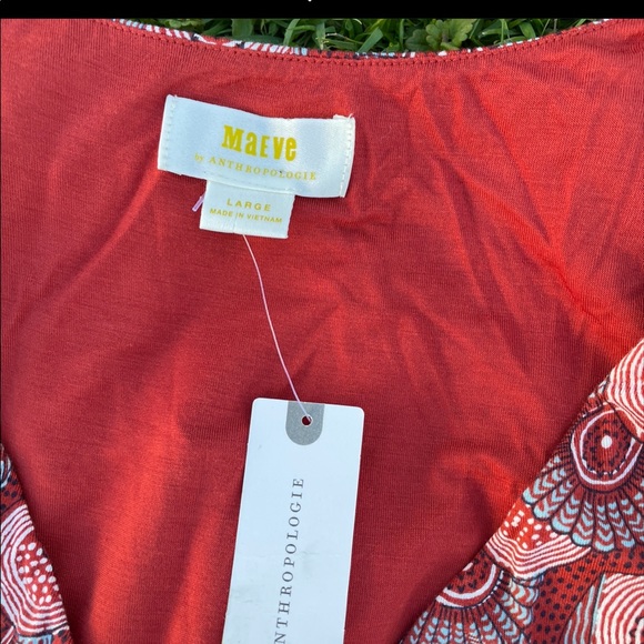 Anthropologie Maeve orange print stretch dress - Picture 3 of 3